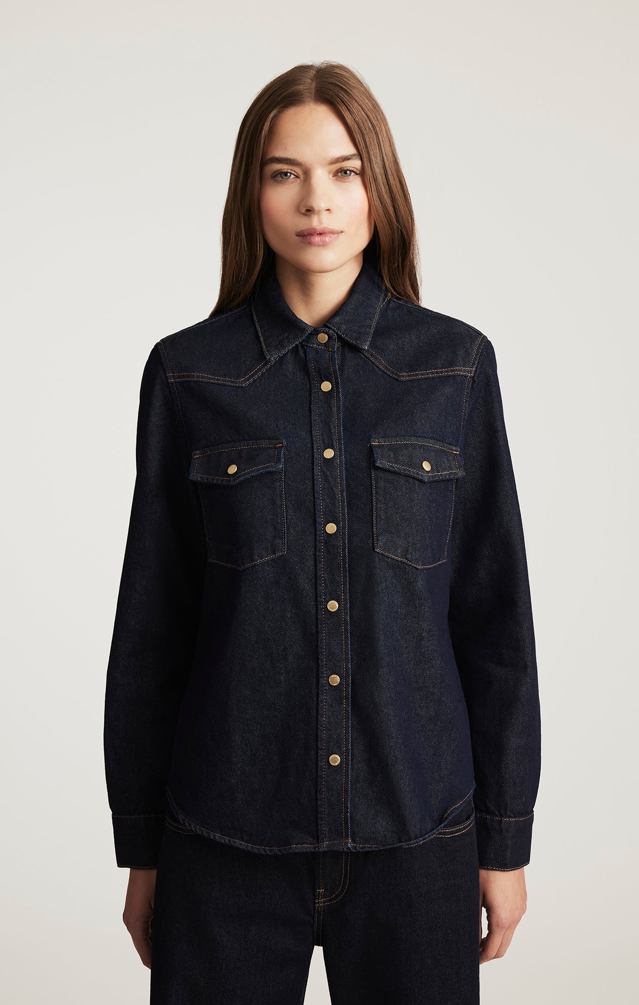 ANGELA DENIM SHIRT IN RINSE CLASSIC BLUE