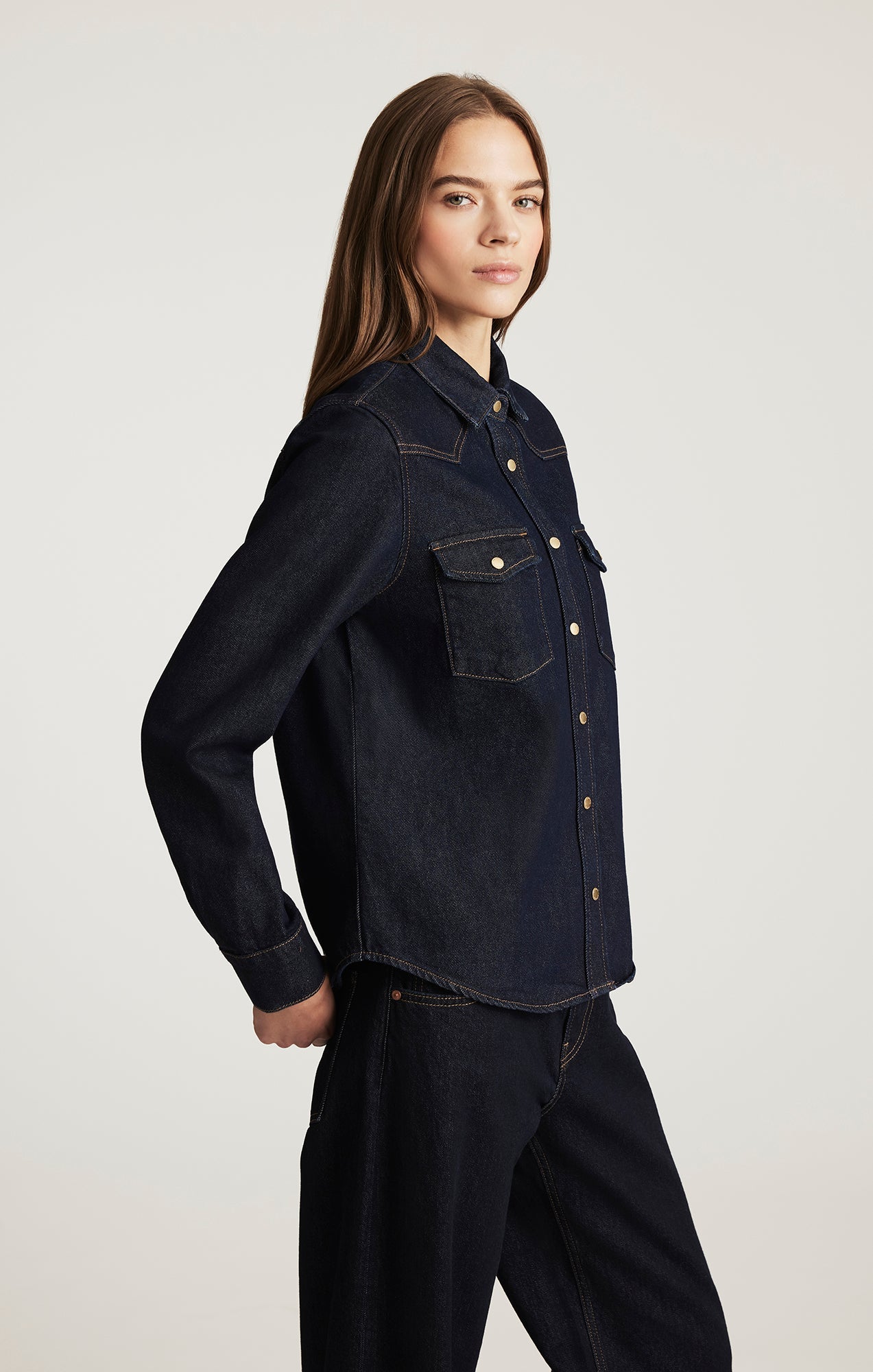 ANGELA DENIM SHIRT IN RINSE CLASSIC BLUE