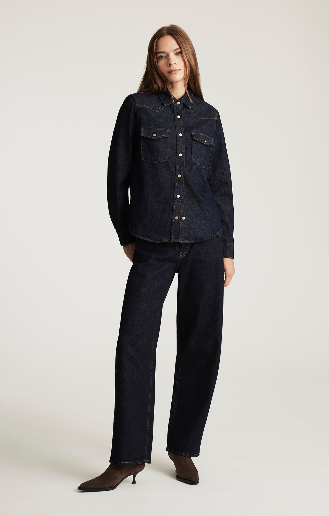 ANGELA DENIM SHIRT IN RINSE CLASSIC BLUE